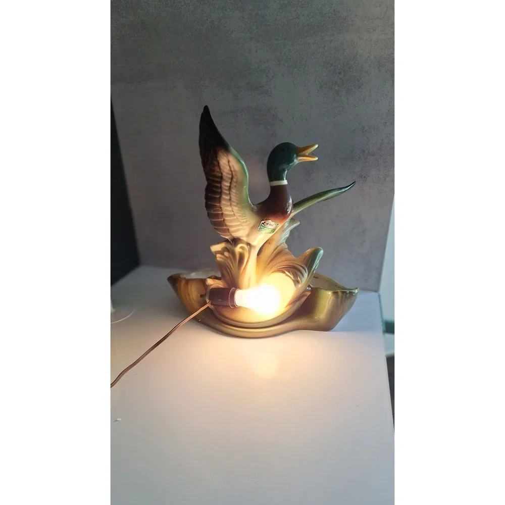 1950S LANE & CO MALLARD DUCK CERAMIC TV LAMP PLANTER MODEL 341 LIGHTS UP